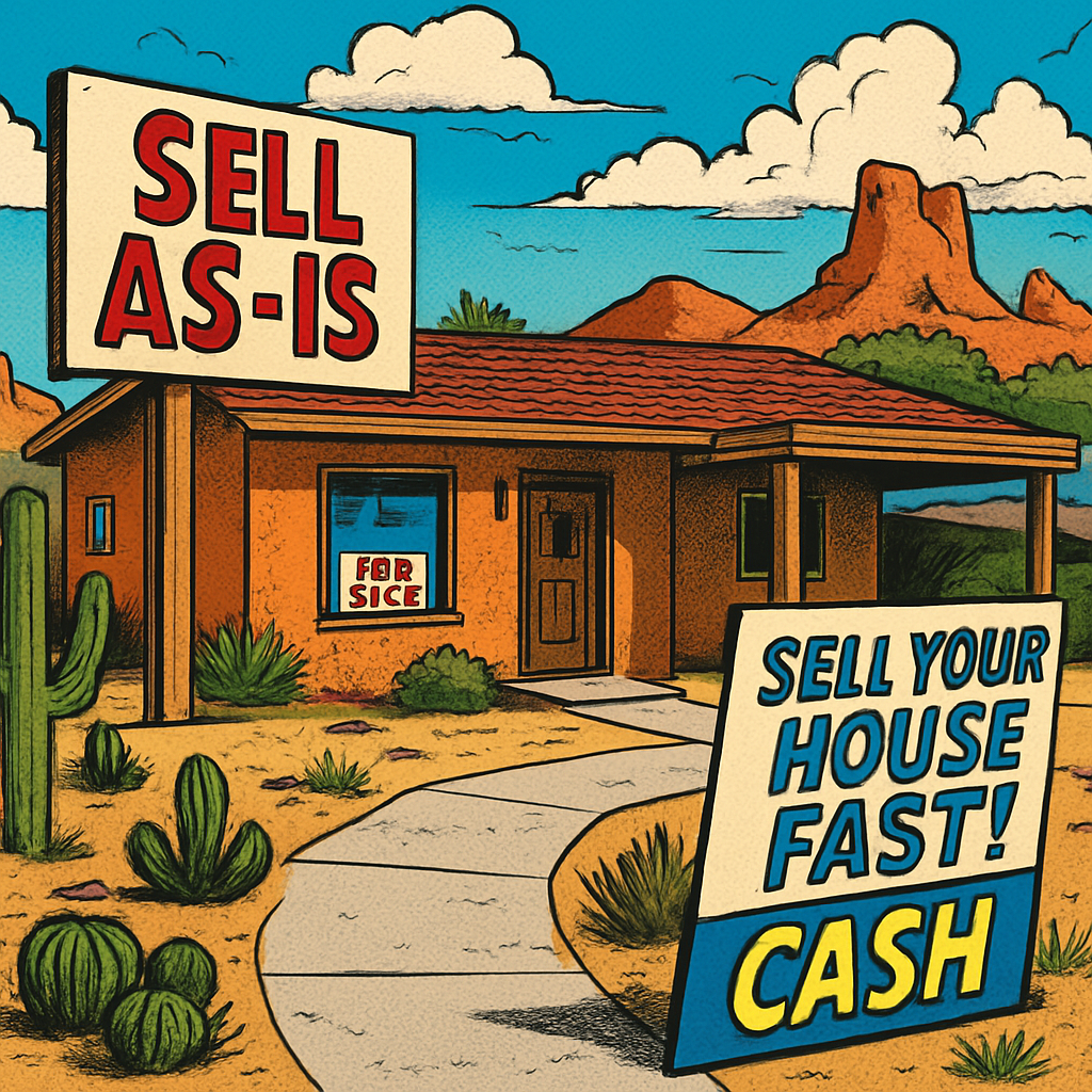 comicbook Display a home that is being sold in asis condition The message being conveyed is someone who wants to sell their home quickly and for all c-3