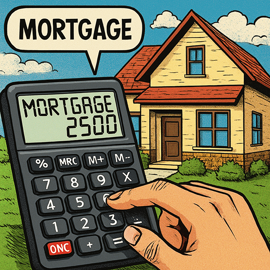 comicbook a calculator being used to calculate the mortgage of a home-1